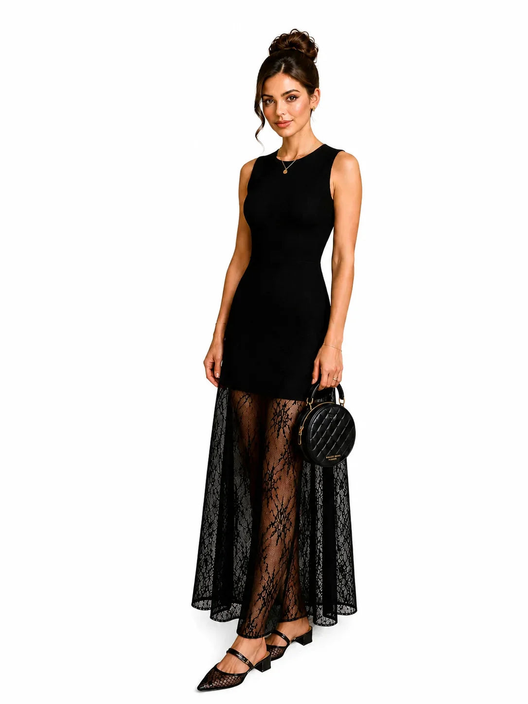 Get This Black Lace Evening Dress Outfit Under $105